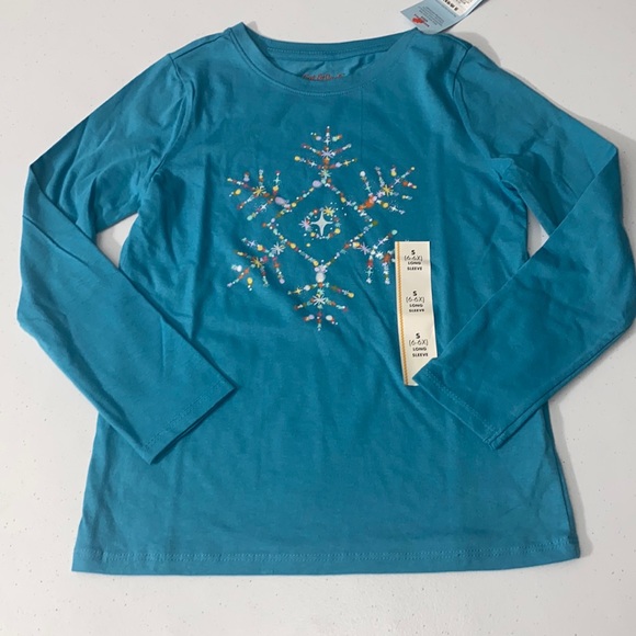 Cat & Jack Girl’s Snowflake Long Sleeve Top Blouse Size S (6/6x) NWT - Picture 1 of 4